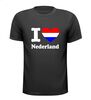I love Nederland t-shirt met rood wit blauw hart Nederlands vlag shirt