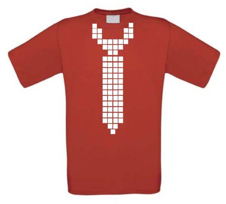 stropdas rood pixcel t-shirt korte mouw