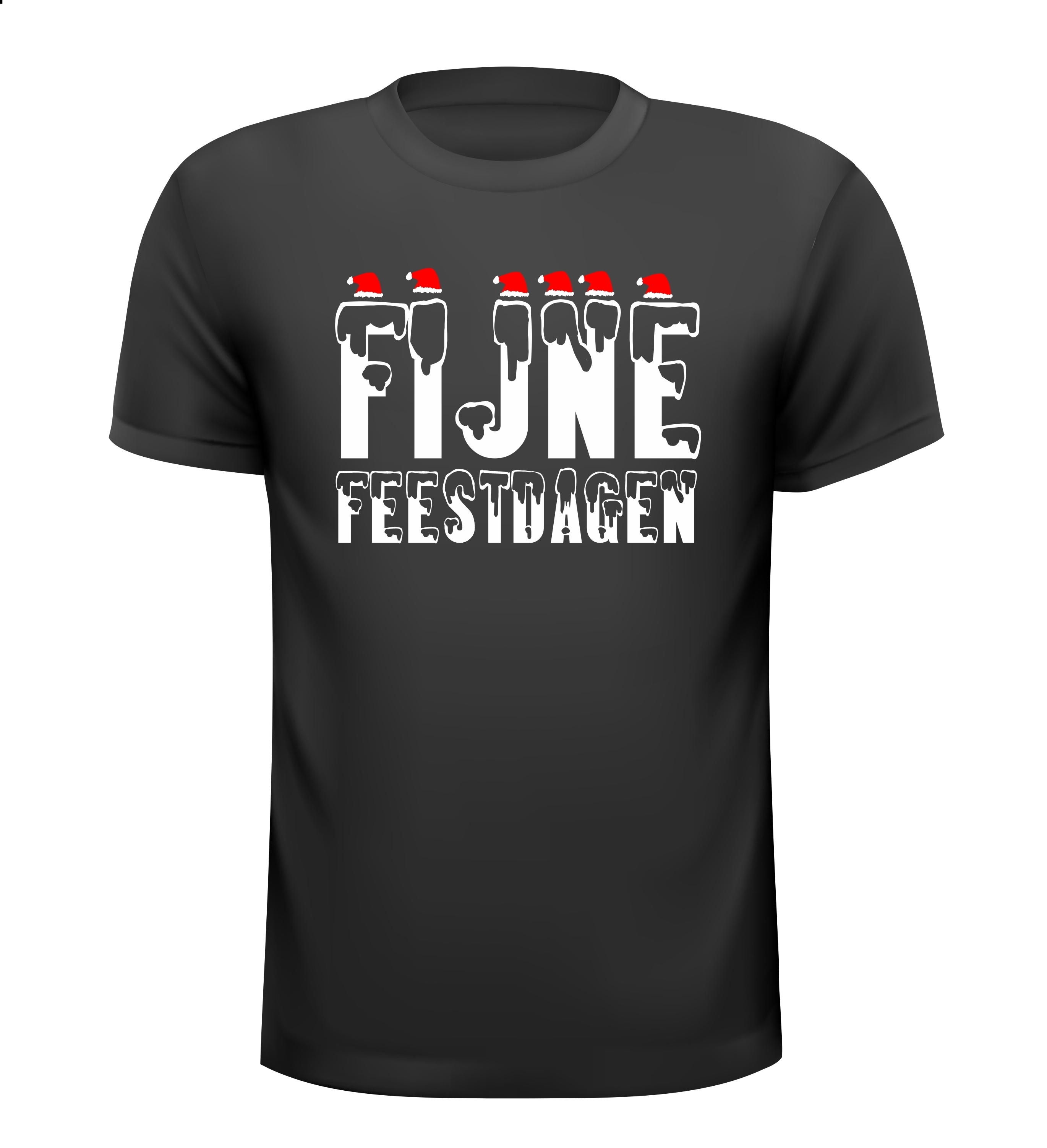 fijne feestdagen met sneew en kerstmutsen t-shirt korte mouw