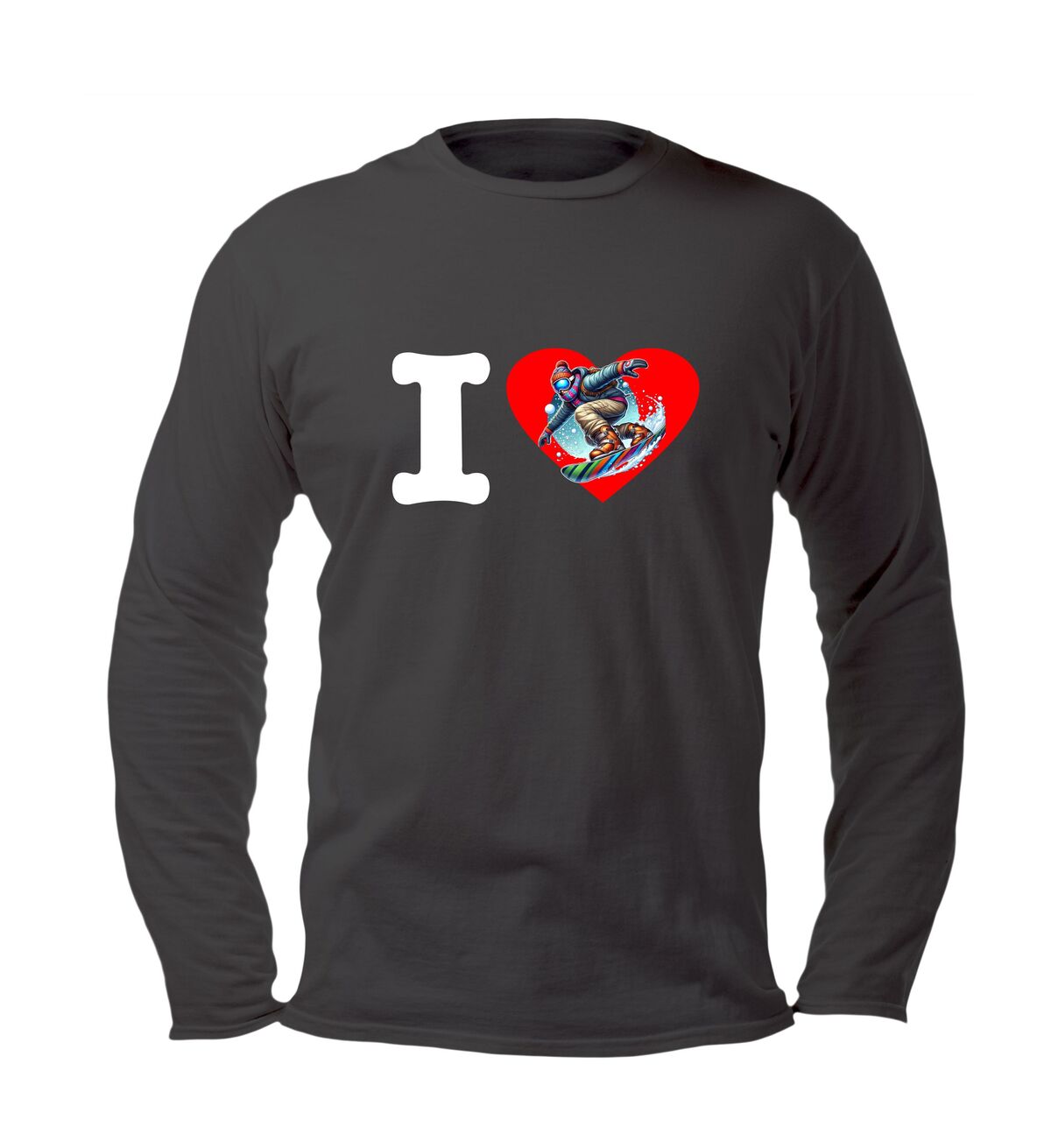 i love snowboarden t-shirt lange mouw