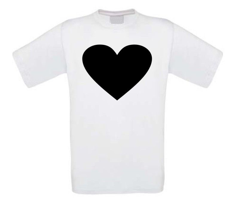 zwart hart t-shirt korte mouw