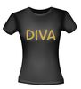 Dames shirt met diva opdruk in glitter goud