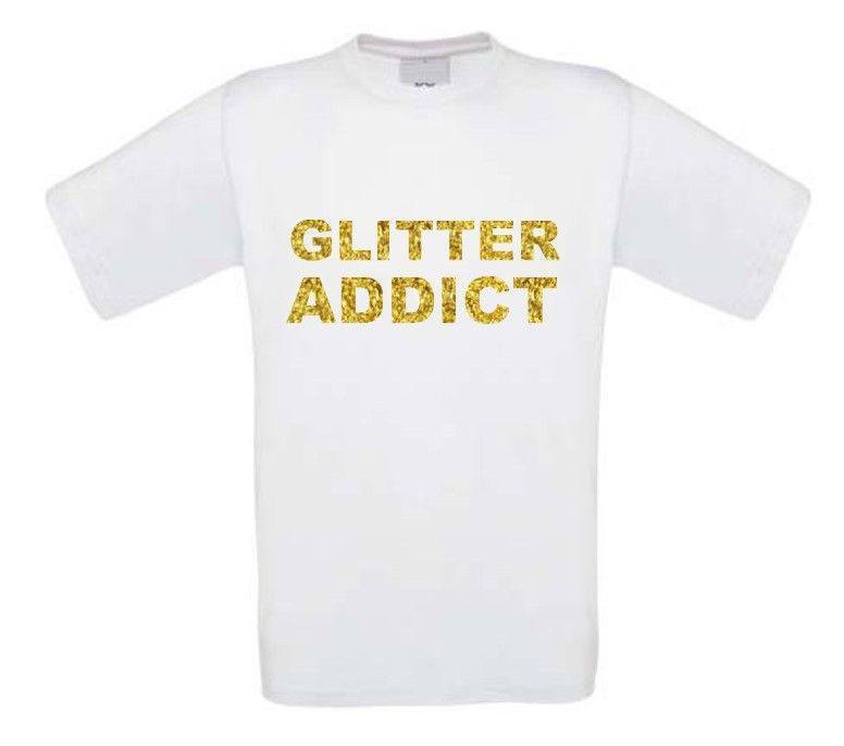 glitter addict t-shirt korte mouw met goude glitters
