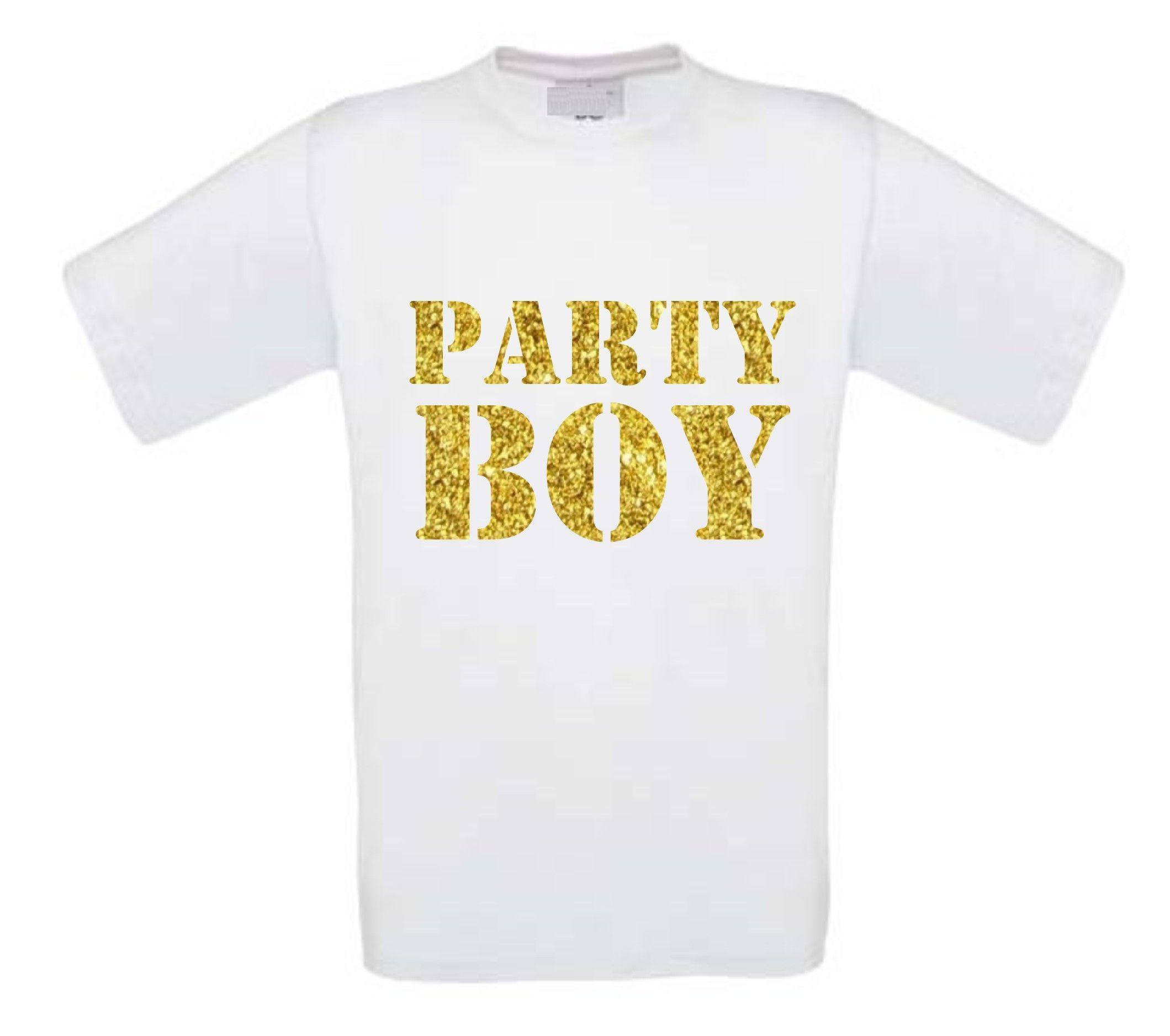 glitter goud party boy t-shirt korte mouw