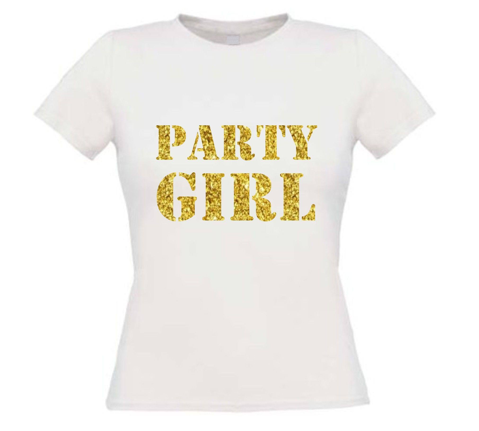 glitter goud party girl t-shirt korte mouw