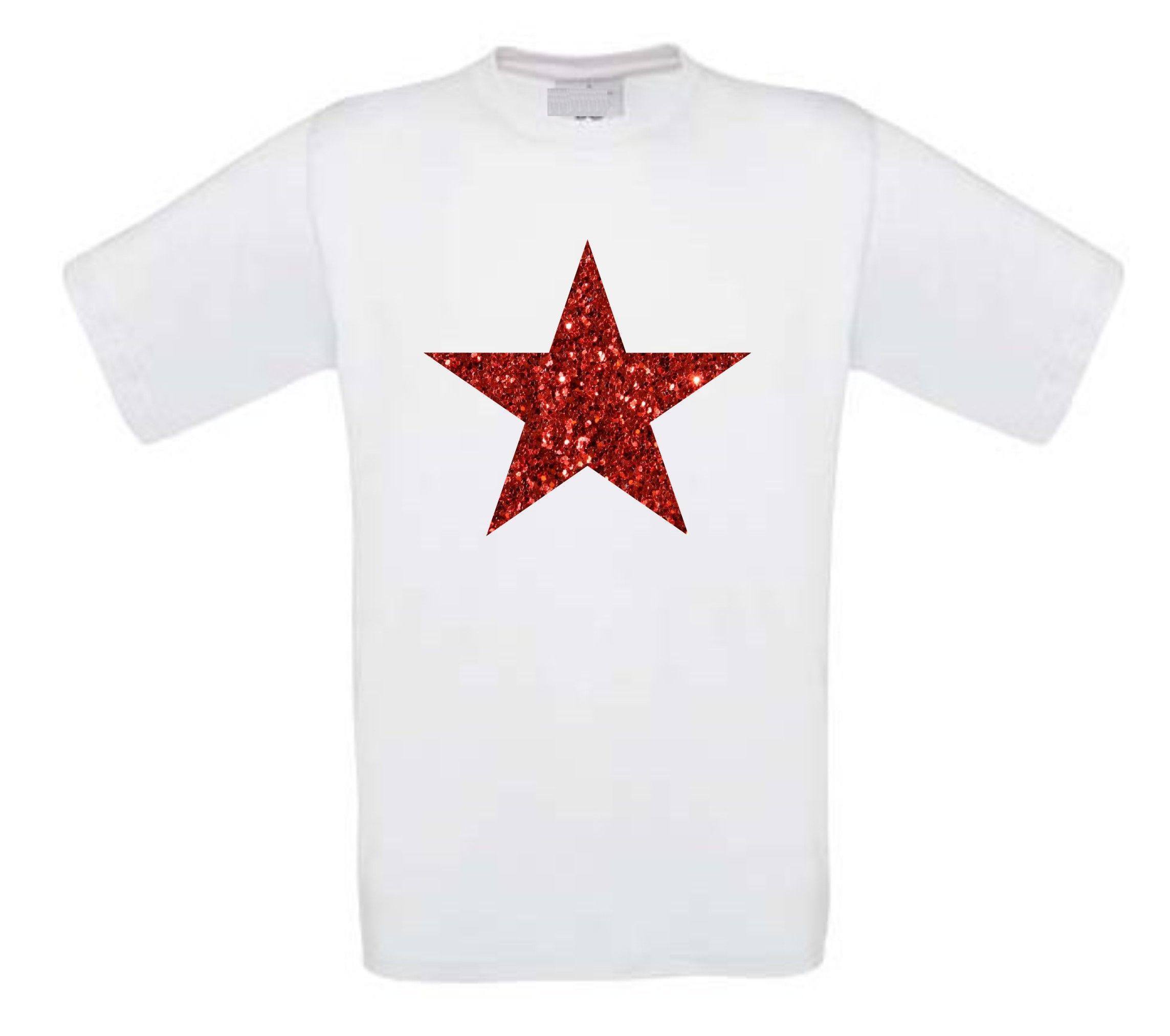 glitter rood ster t-shirt korte mouw