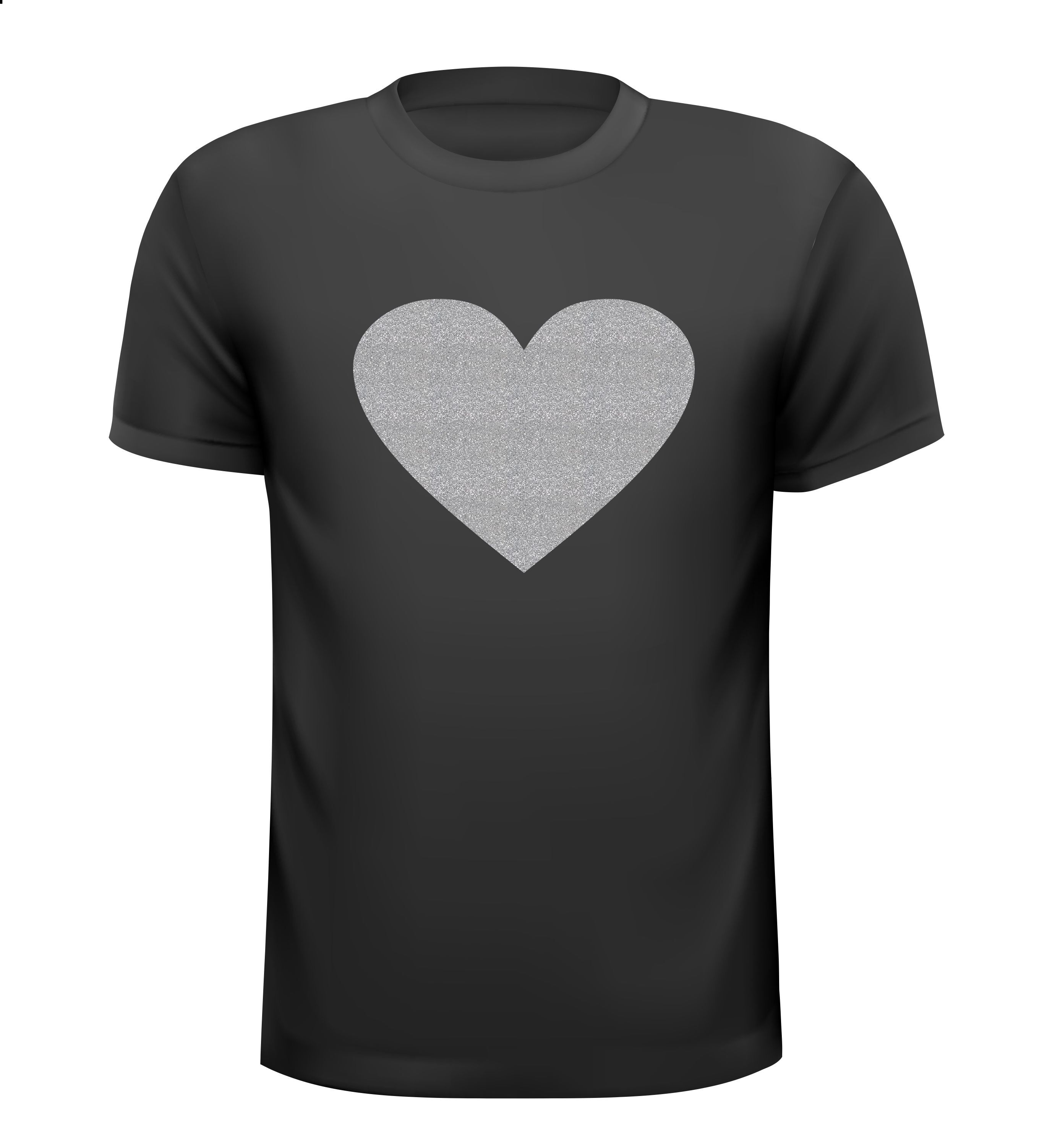 glitter zilver hart t-shirt korte mouw