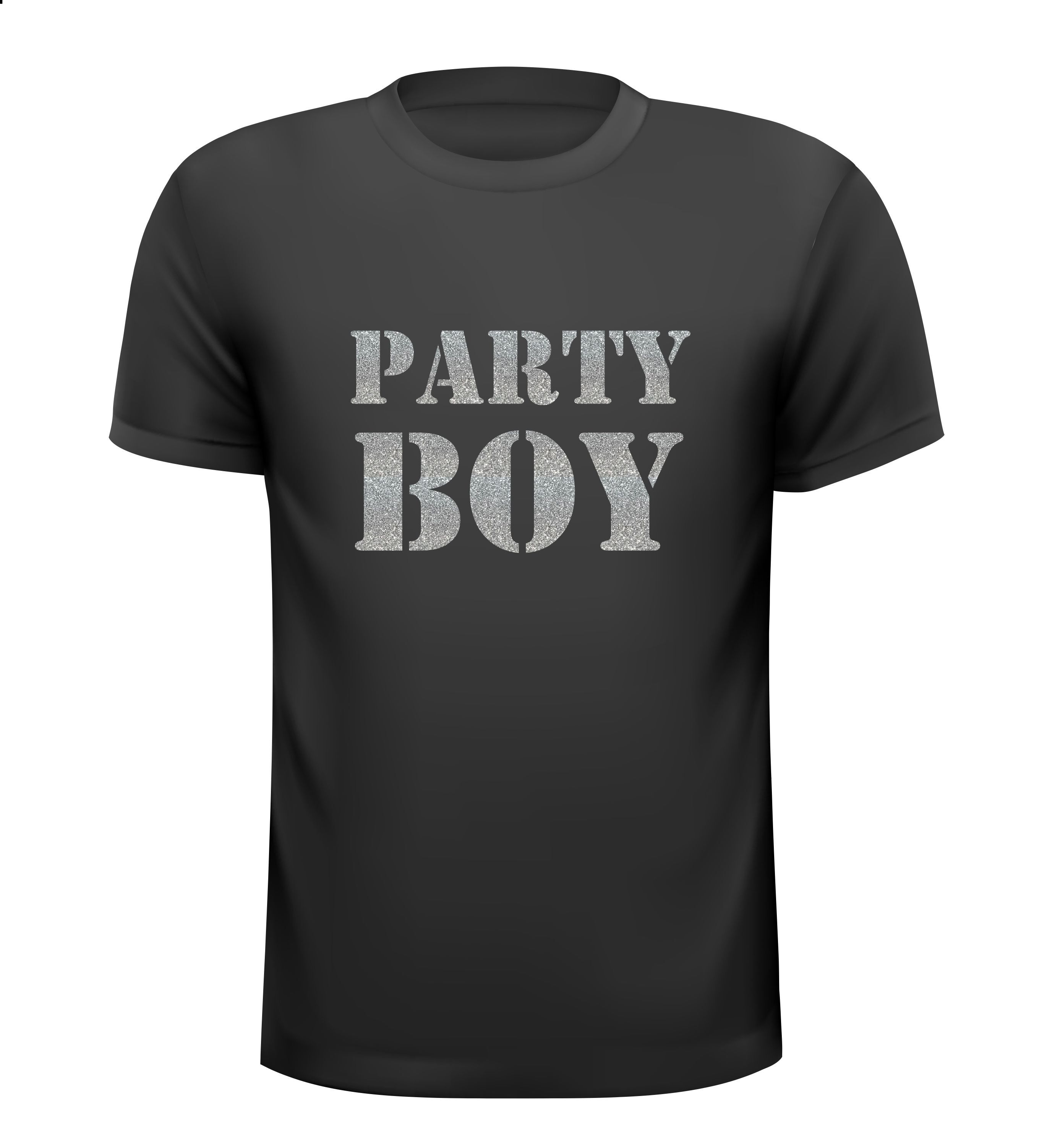 glitter zilver party boy t-shirt korte mouw