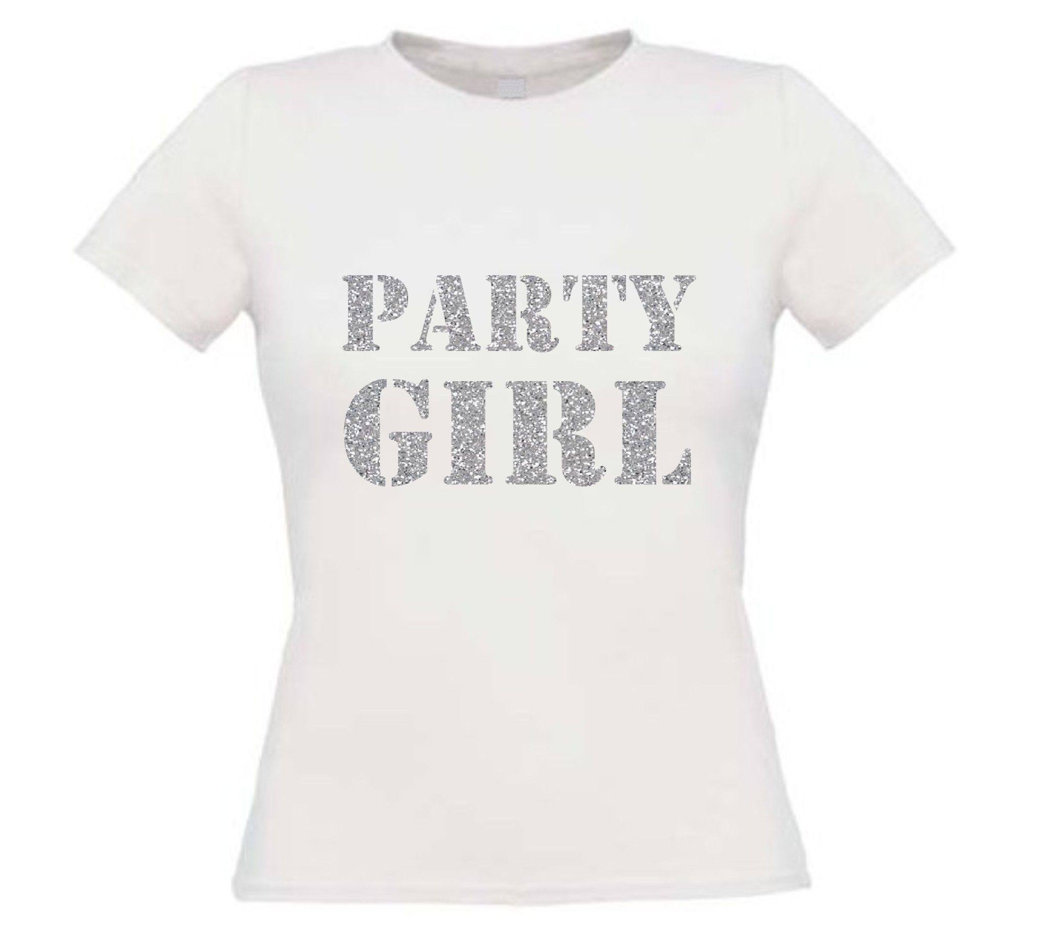 glitter zilver party girl t-shirt korte mouw