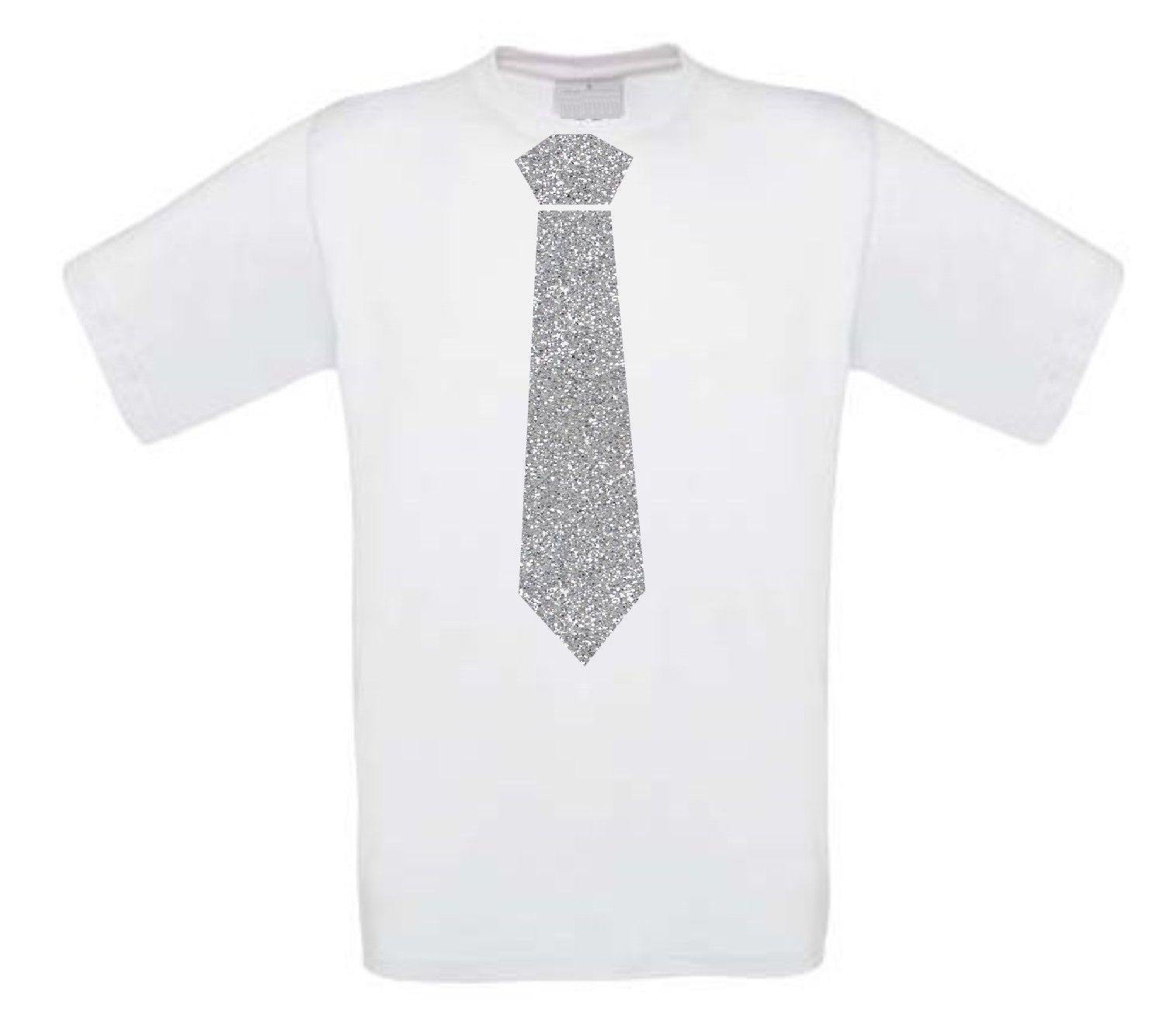 glitter zilver stropdas t-shirt korte mouw