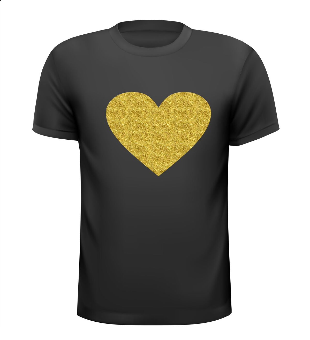 Gouden glitter hart t-shirt voor dames en heren