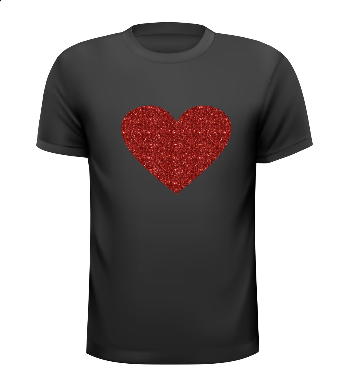 Shirt met glitter rood hart sparkle of love