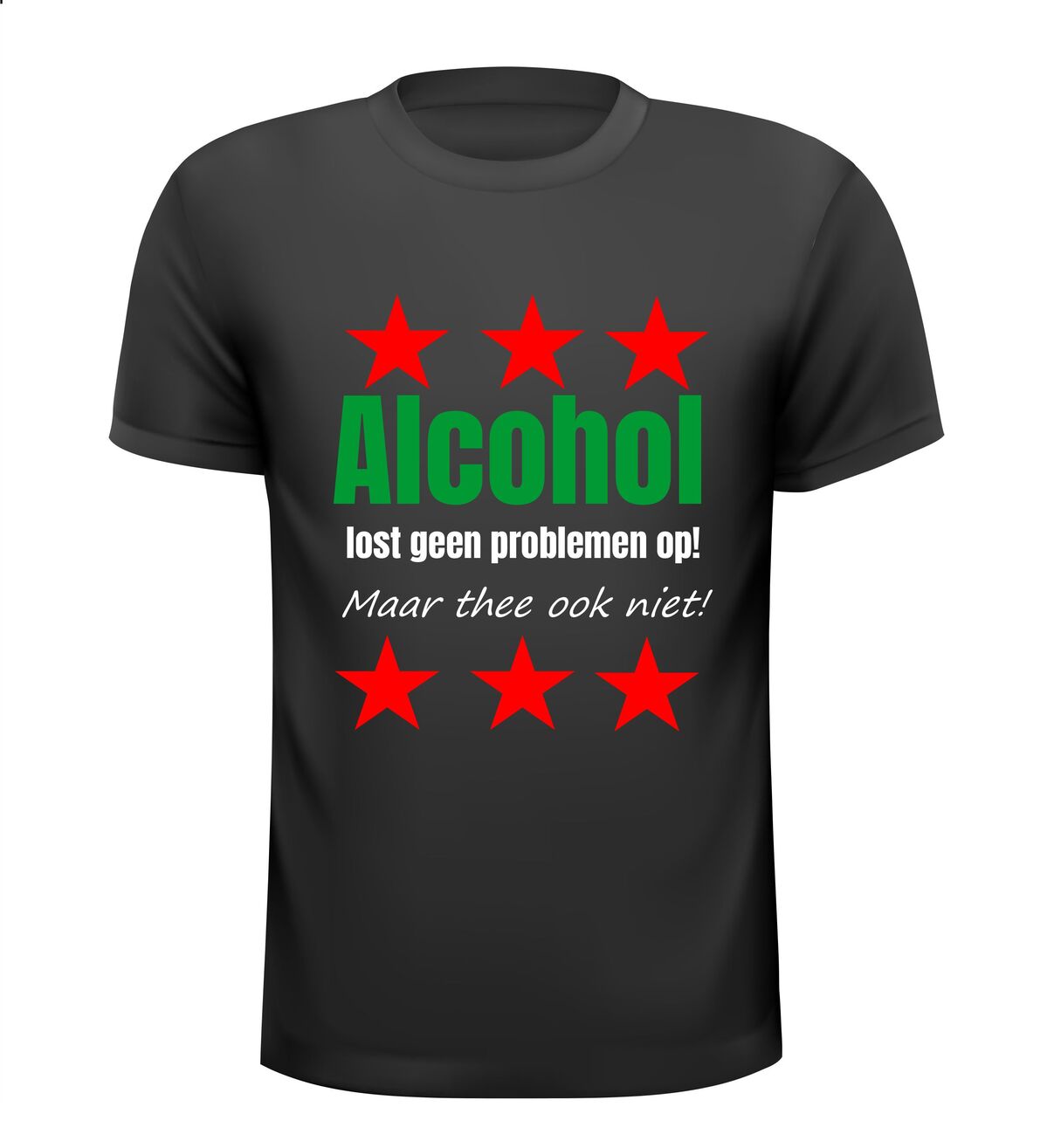 Shirtje alcohol lost geen problemen op maar thee ook niet!