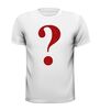 Shirtje met een glitter rood vraagteken als opdruk