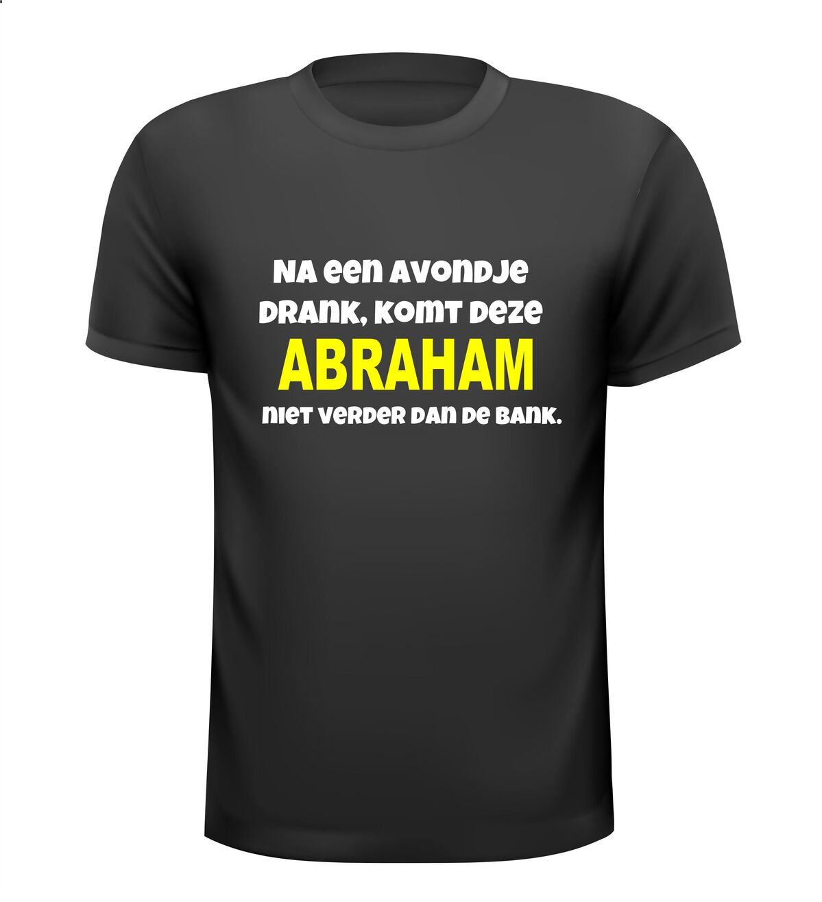 Shirtje na een avondje drank kom deze Abraham niet verder dan de bank