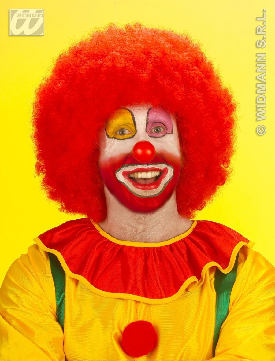 Clowns pruik jimmy rood extra krullend