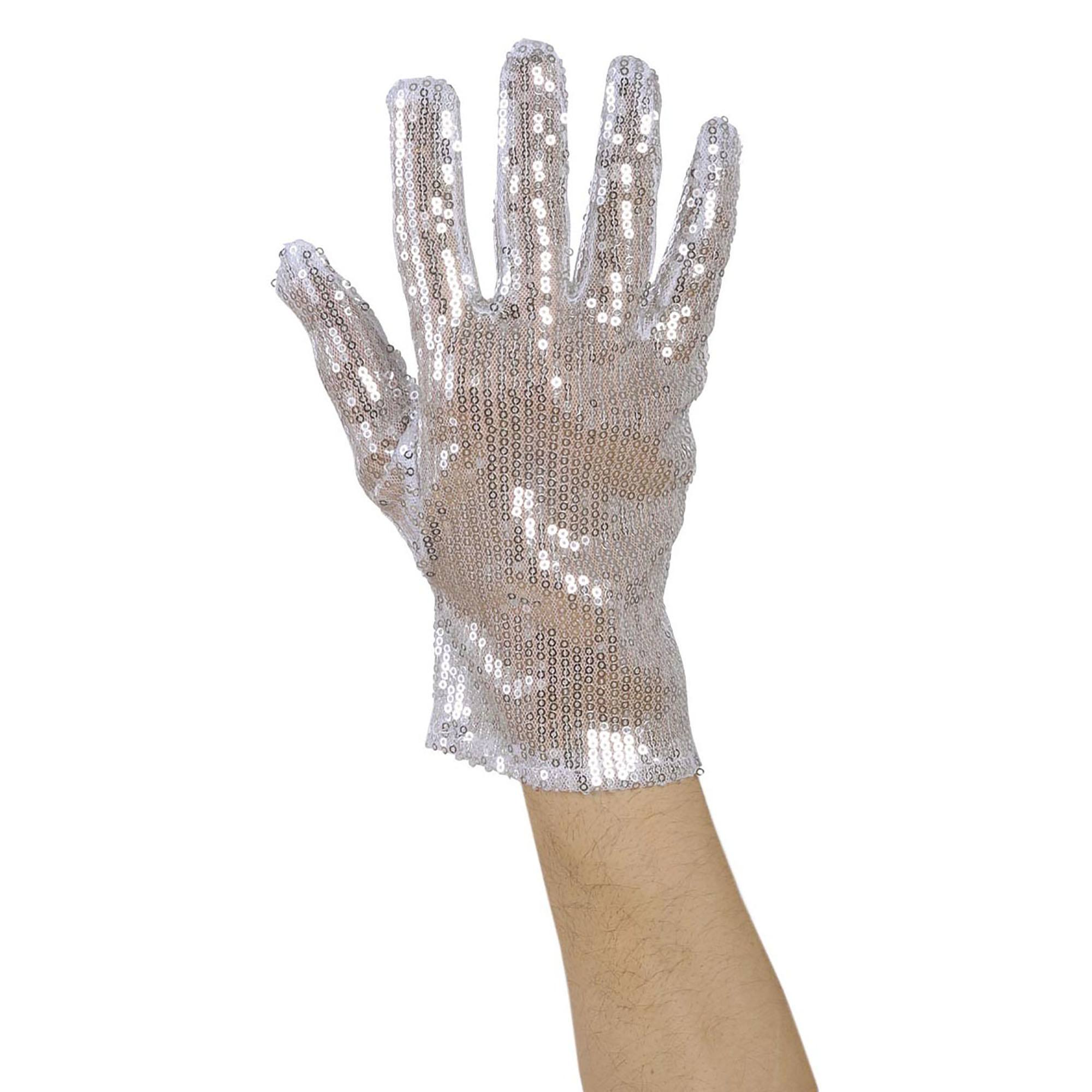 Handschoen zilver pailletten