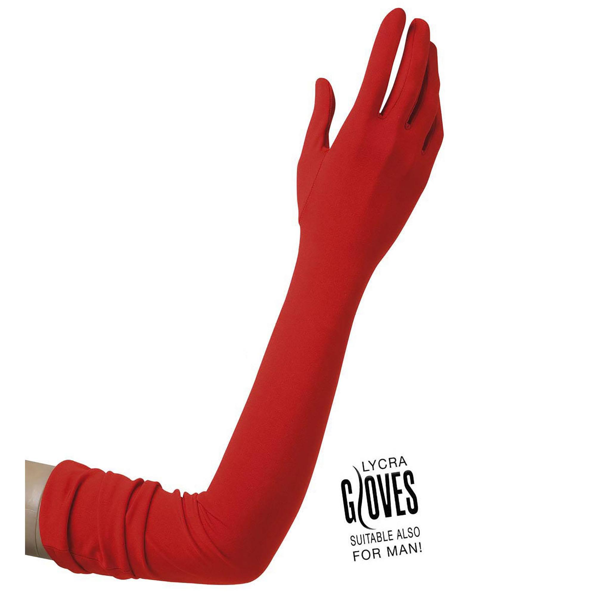 Handschoenen Lycra rood extra lang 60cm