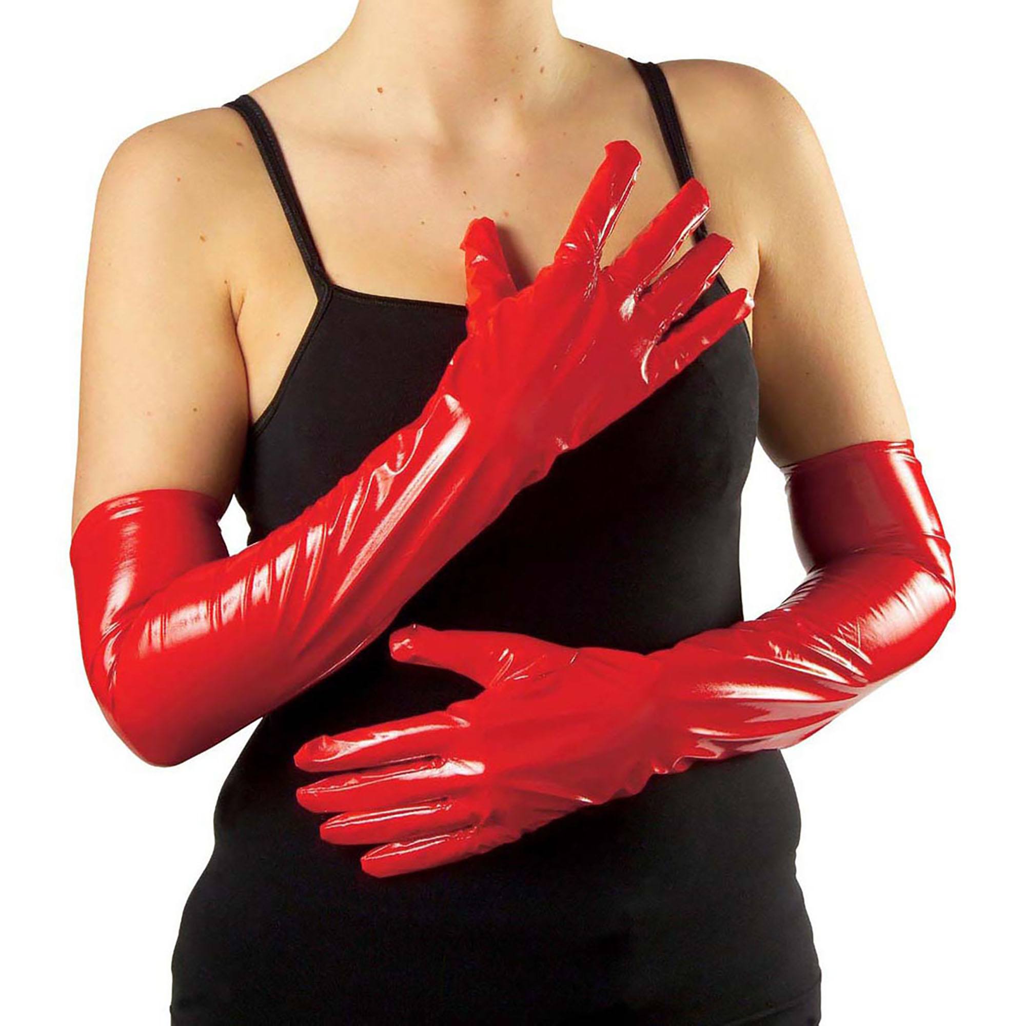 Handschoenen vinyl rood 56cm