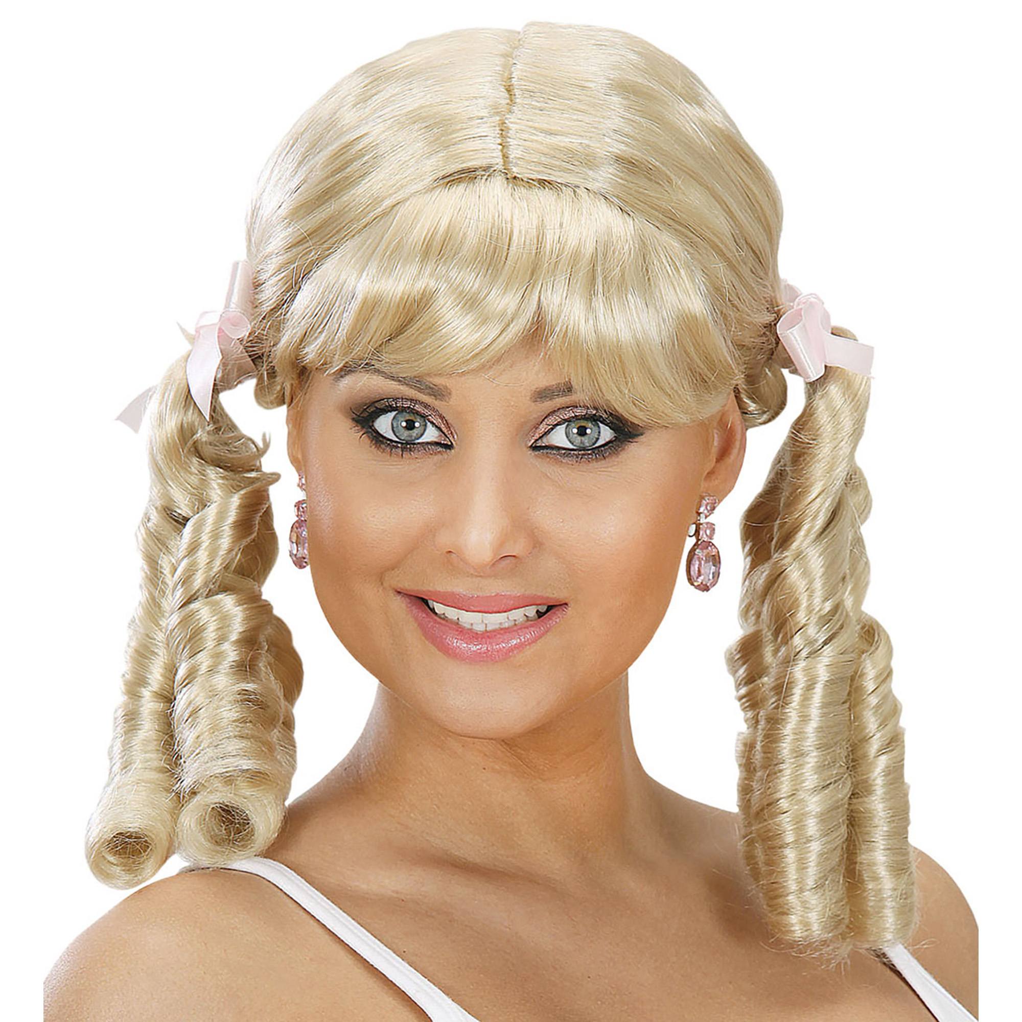 Pruik Lolita blond met vlechtjes