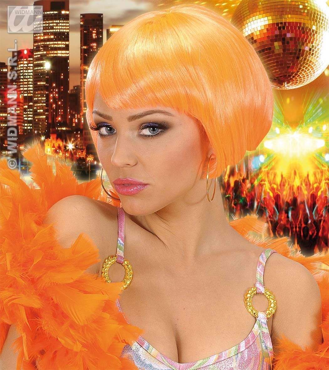 Pruik Valentina bobline neon oranje
