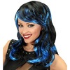 foto 1 Pruik lang golvend haar zwart met blauw