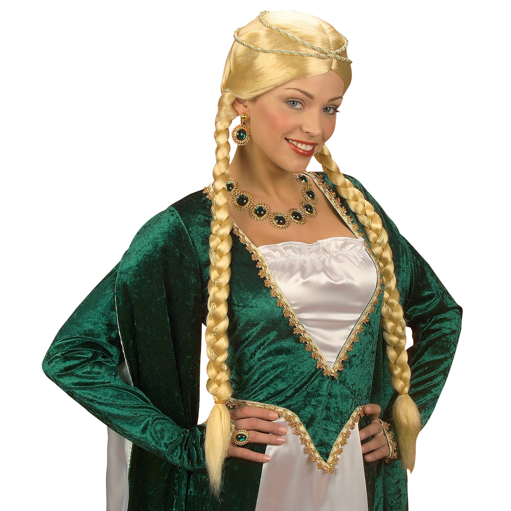 Pruik middeleeuwse koningin blond