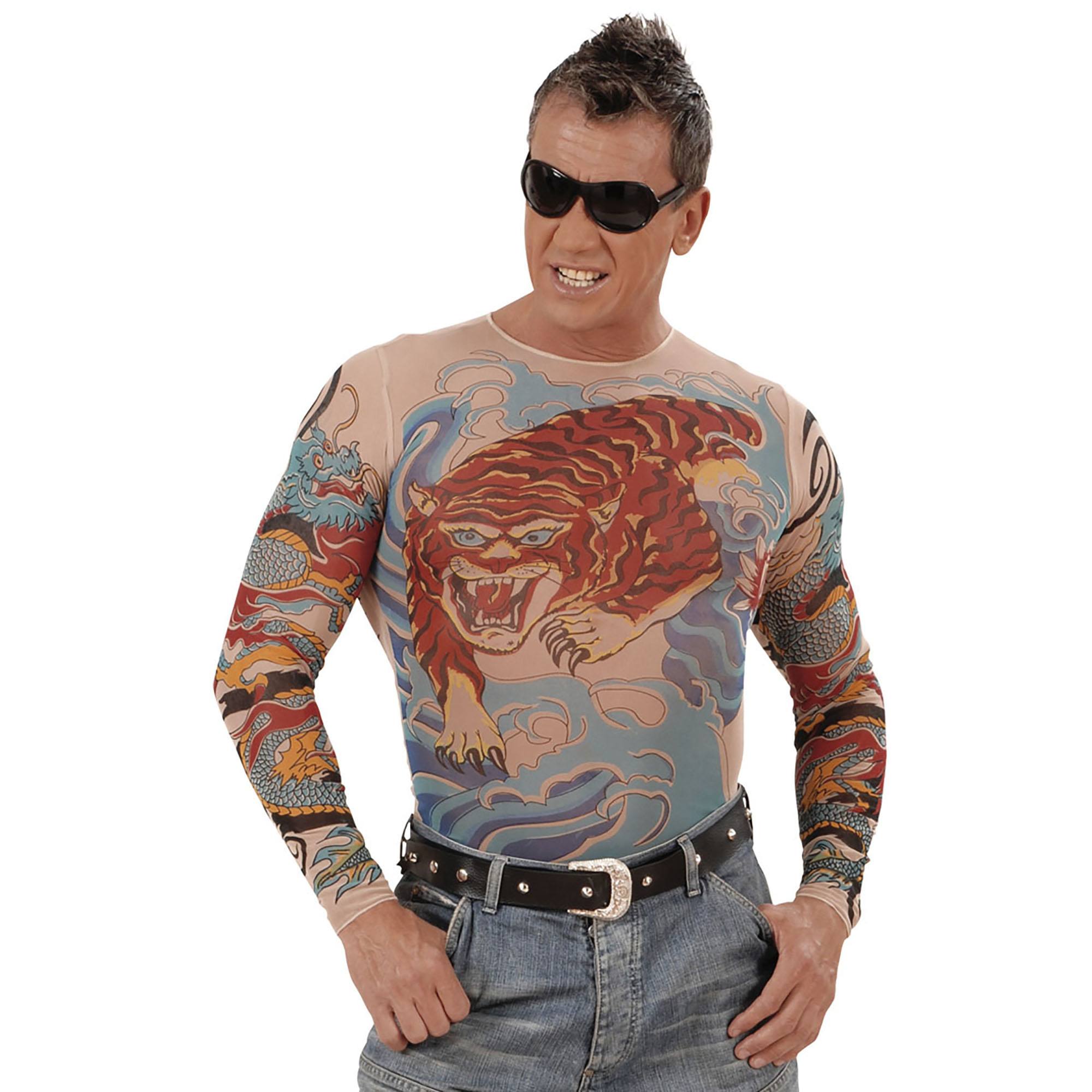 Tattoo T-Shirt tijger en draak man