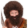 Bruine pruik met baard  bob ross of holbewoner
