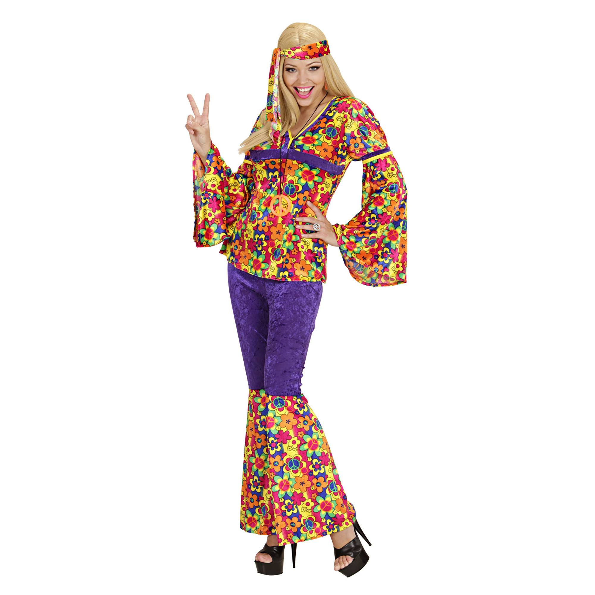 flower power dame , hippie fluweel