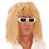 foto 1 foute zanger pruik blond met krullen lang haar