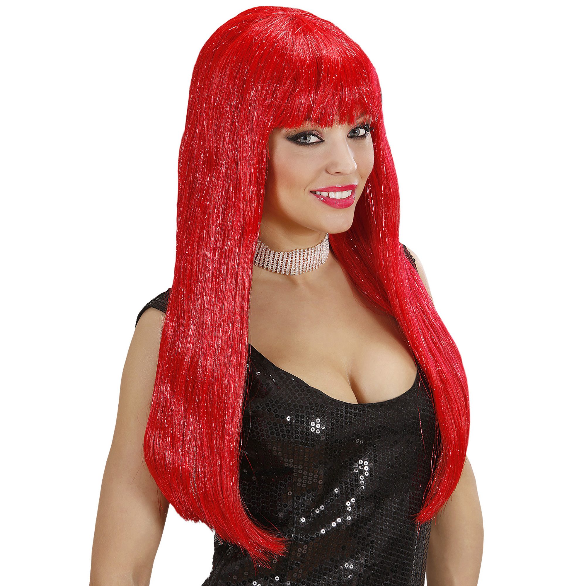 Glamour pruik rood lang haar 