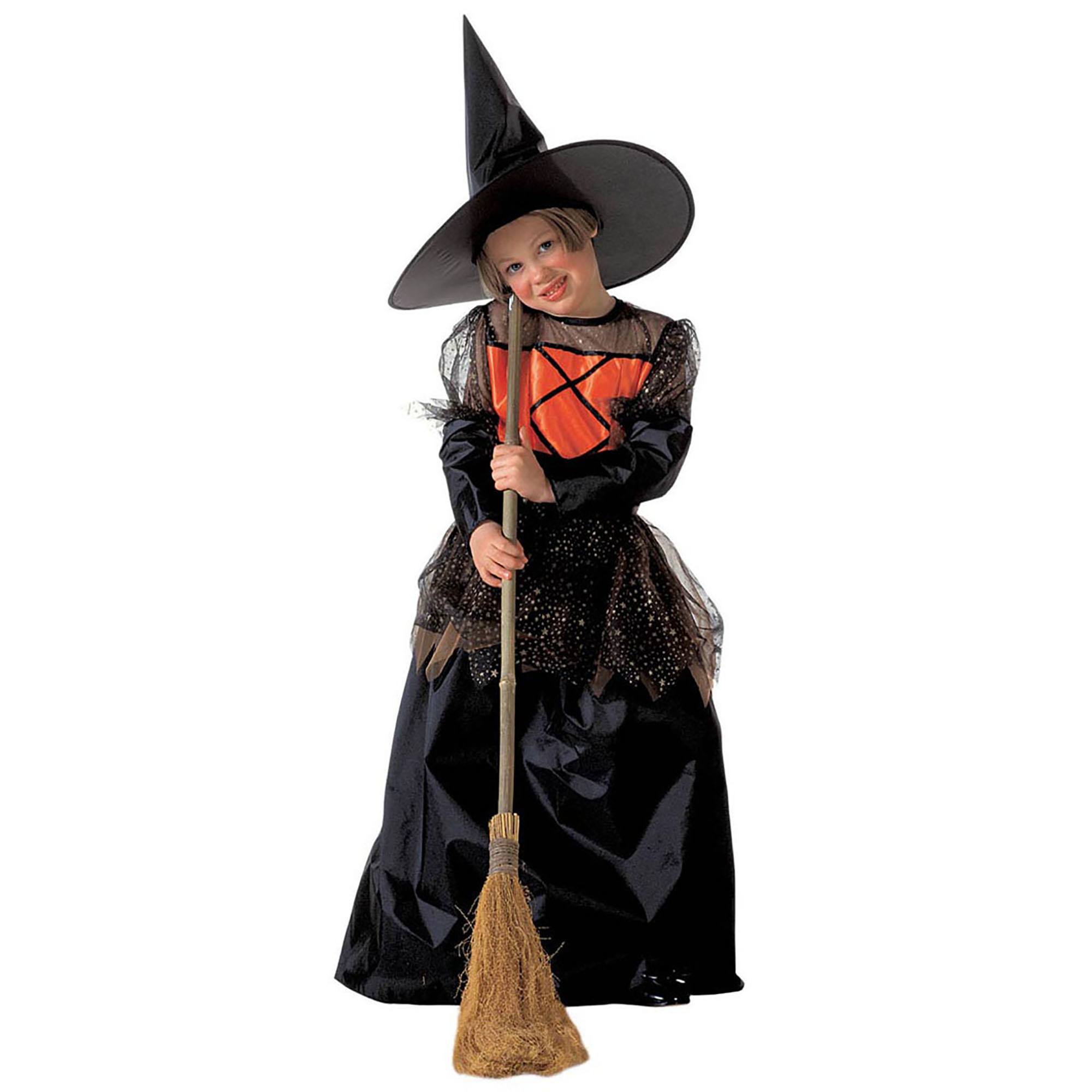 heksen jurk Brenna zwart oranje voor meisjes