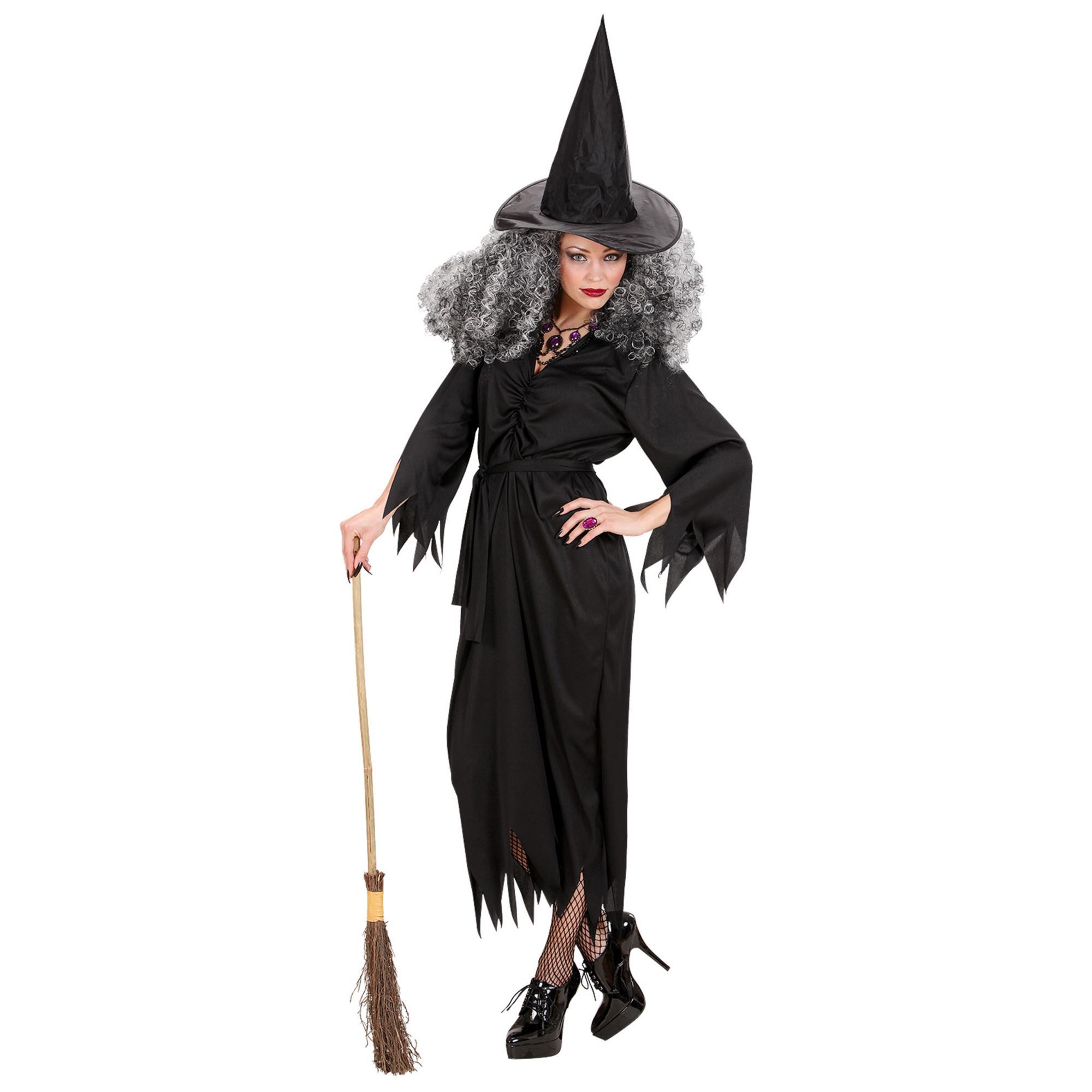 Heksen jurk zwart dame black witch