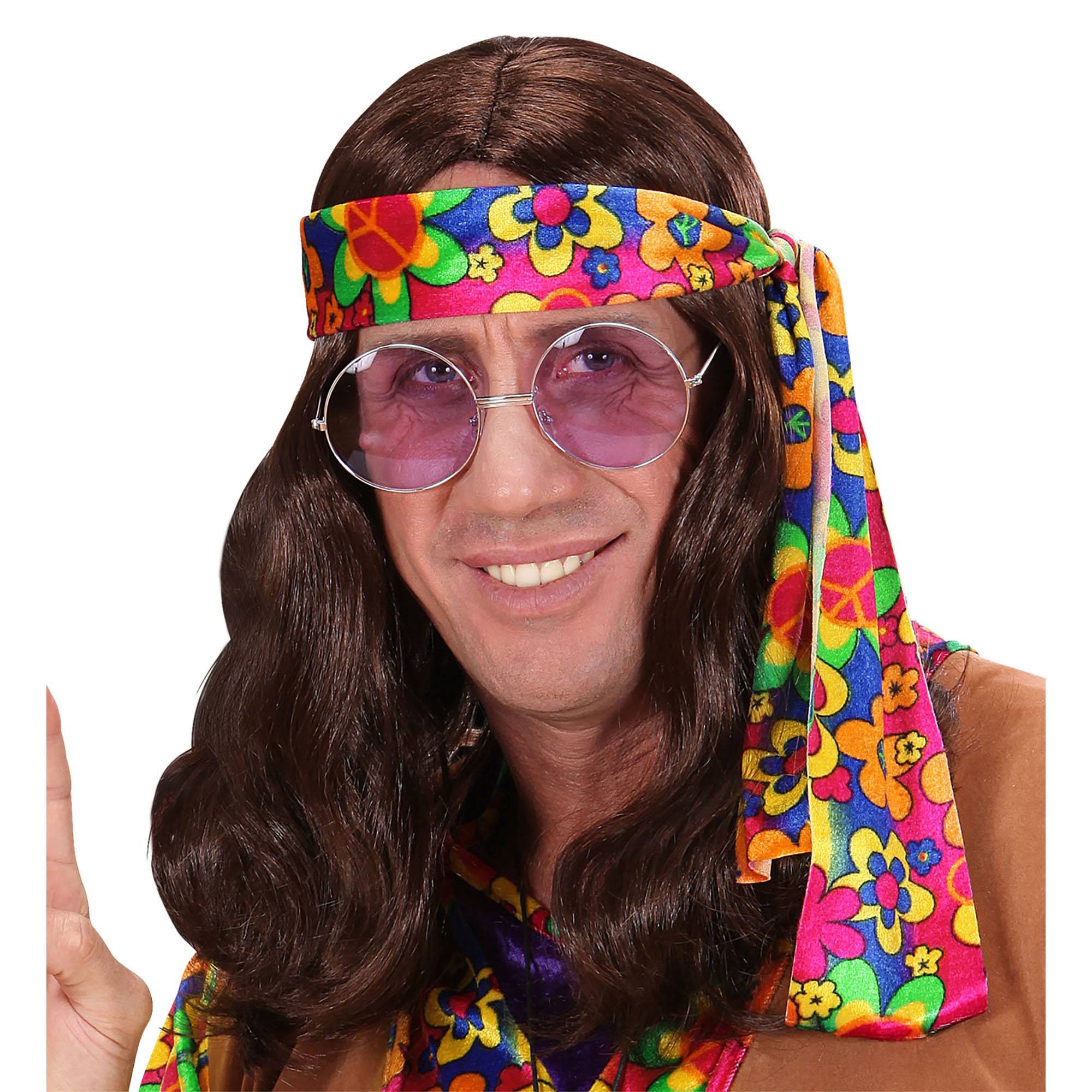 hippie pruik Lennon Bruin lange haren