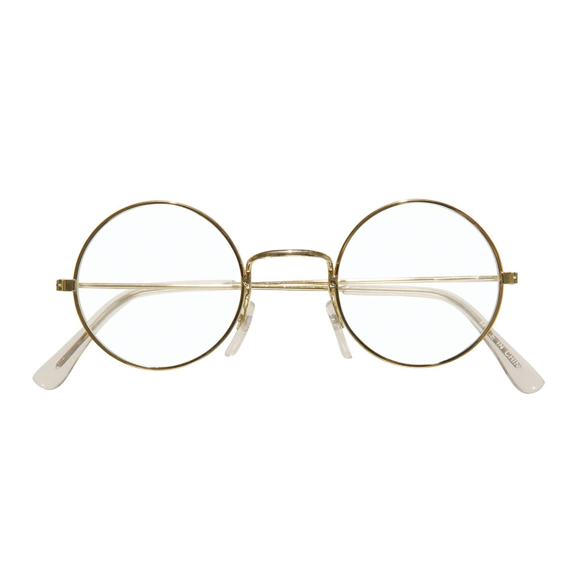 Kerstman bril met ronde glazen en goudkleurig montuur onmisbaar accessoire voor een authentieke kerstmannen look
