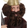 pruik koning met lokken en baard bruin viking oerman