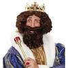 foto 3 pruik koning met lokken en baard bruin viking oerman
