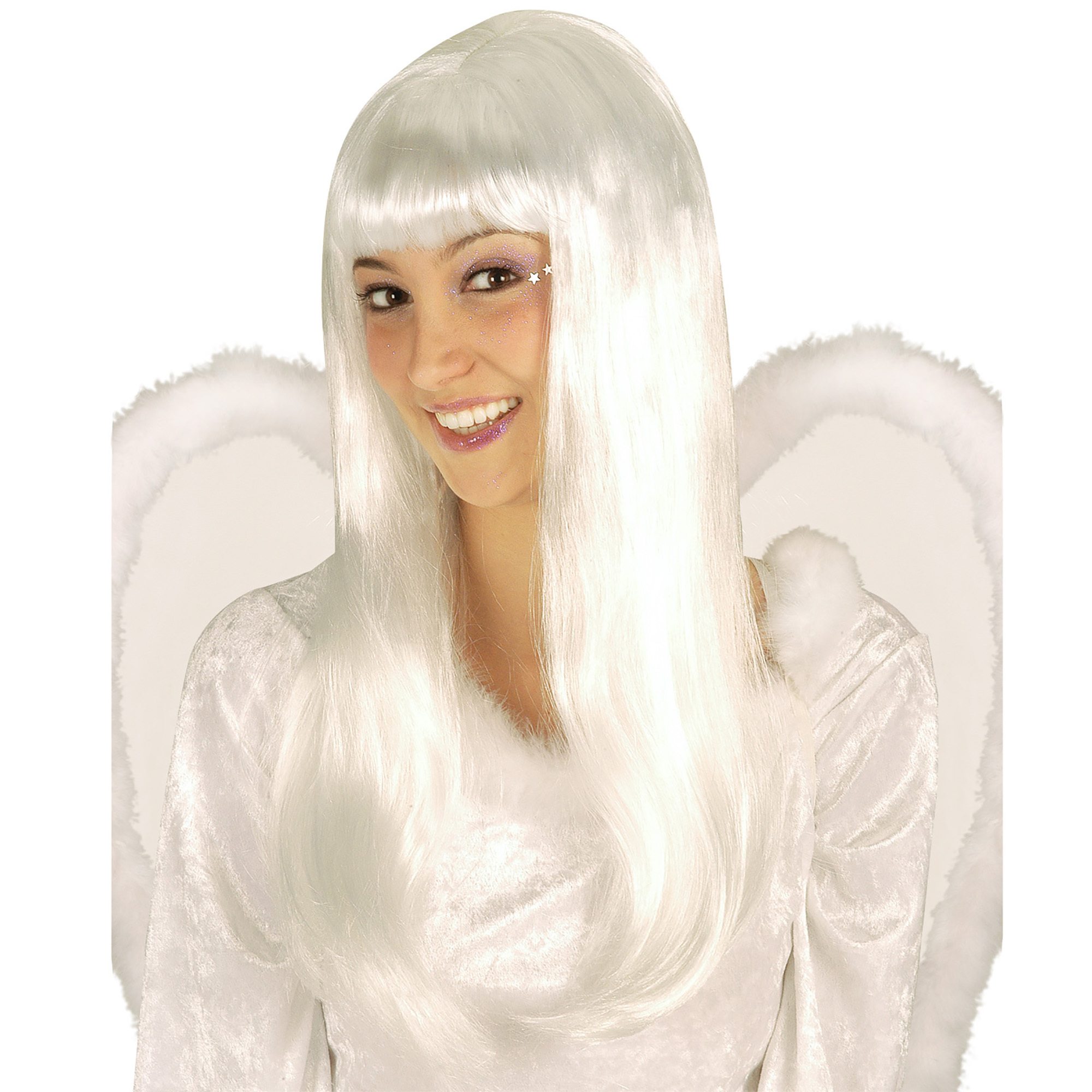 pruik engel spier wit lang haar