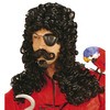 foto 1 pruik kapitein haak piraten piraat zwart lang haar