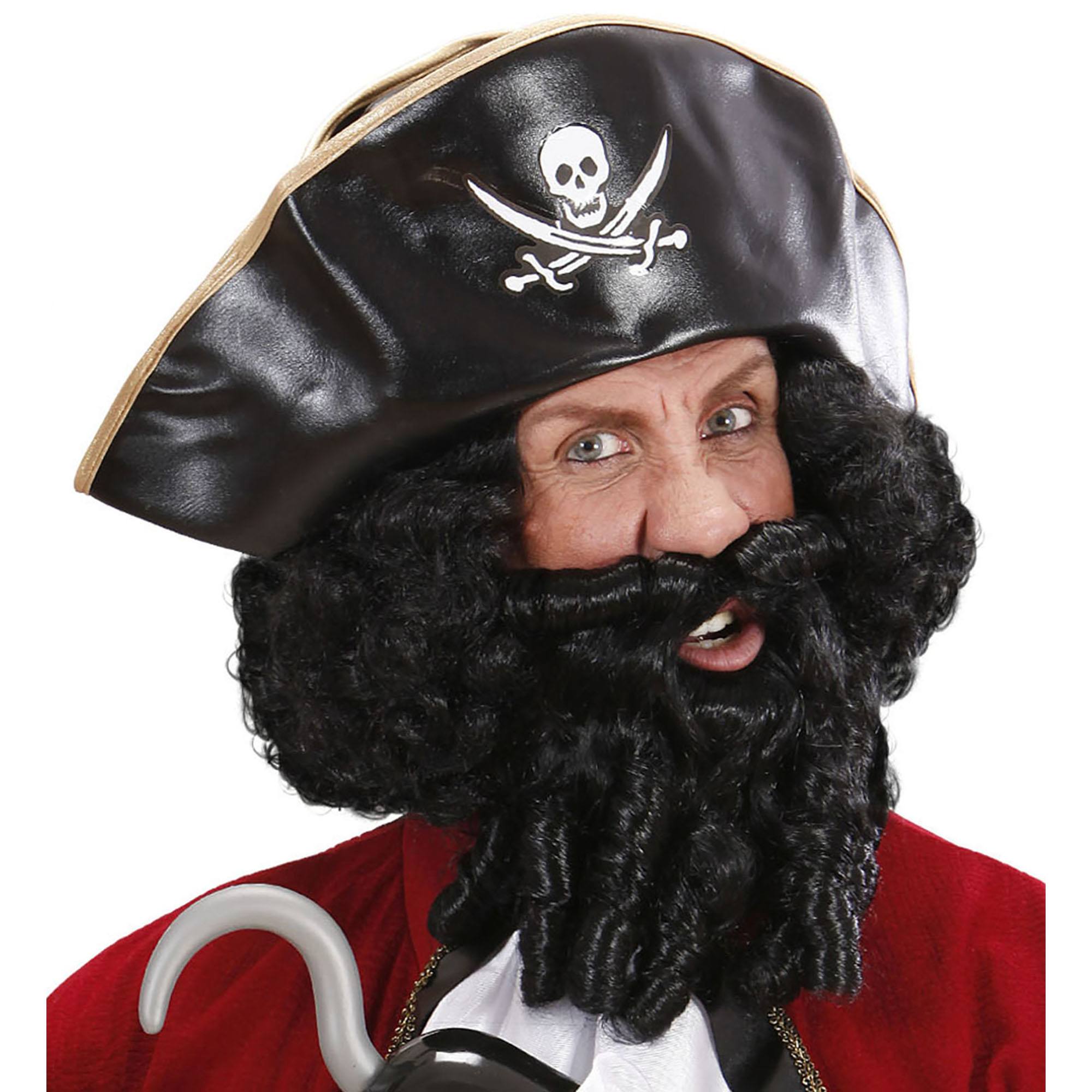 pruik piraat piraten met baard zwart
