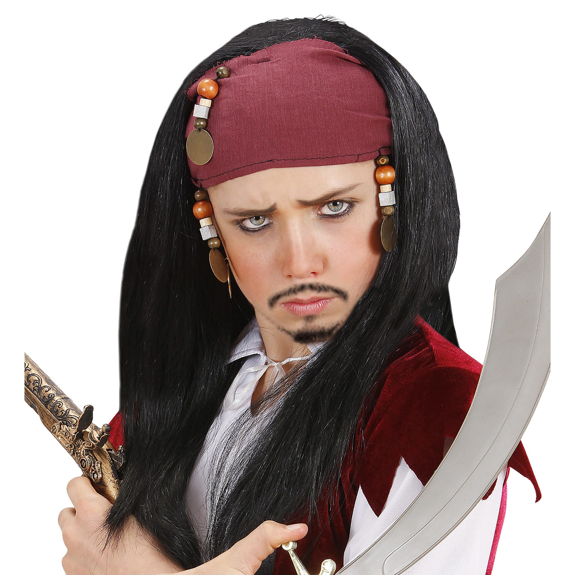 pruik pirate of the caribean piraat jack sparrow voor kinderen