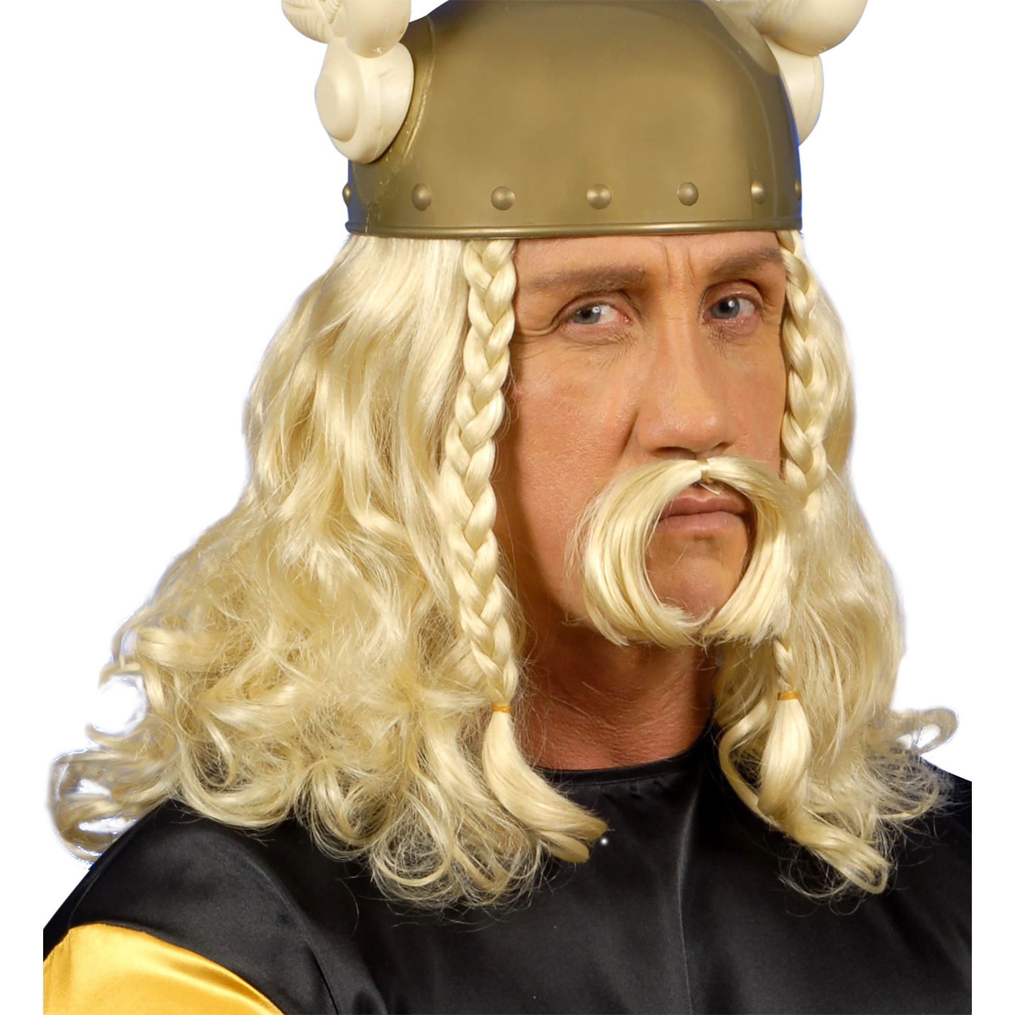 pruik viking met snor blond