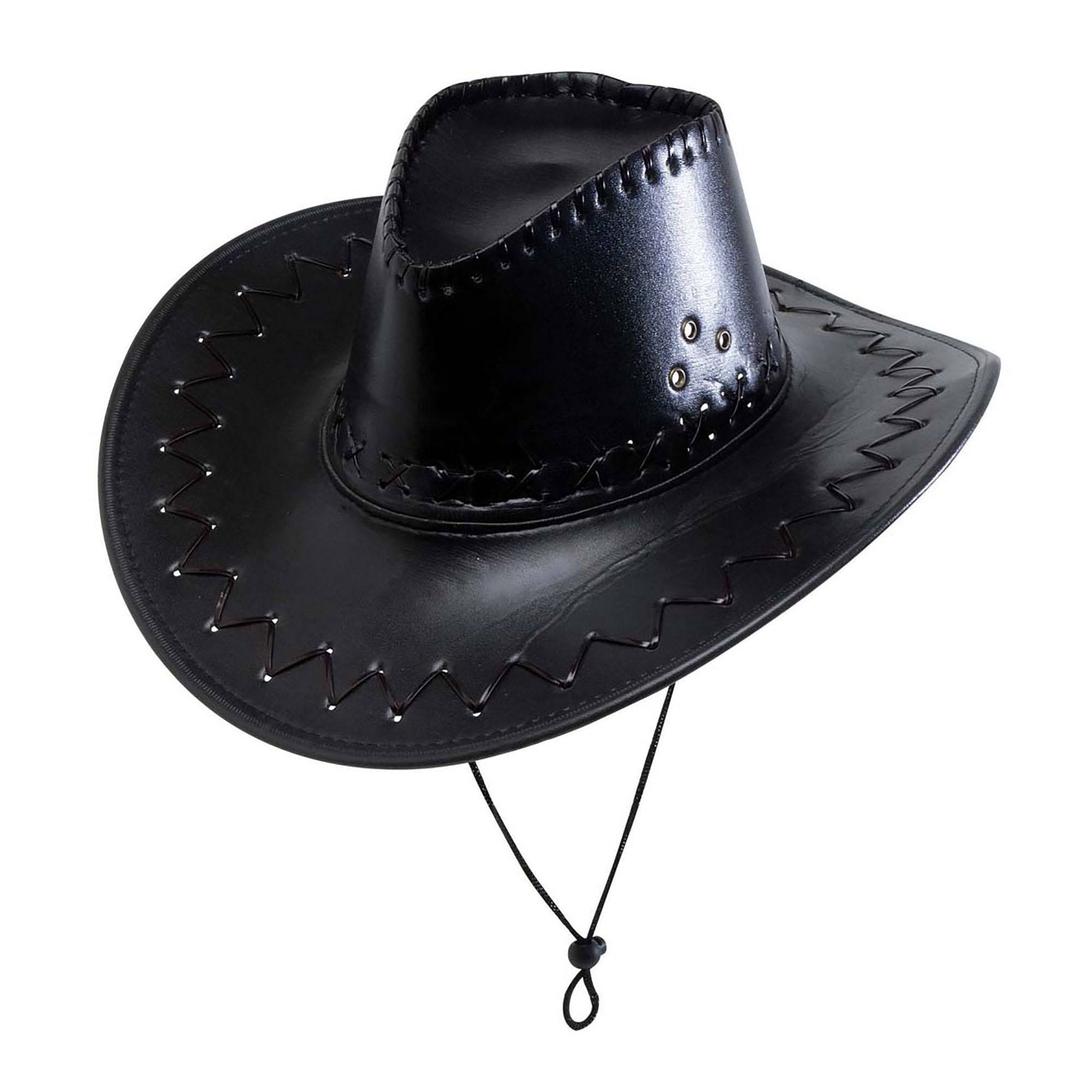 Cowboyhoed lederlook met decoratie zwart