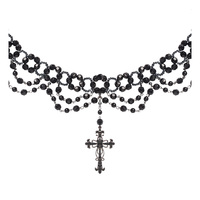Gothic beparelde ketting met kruis hanger