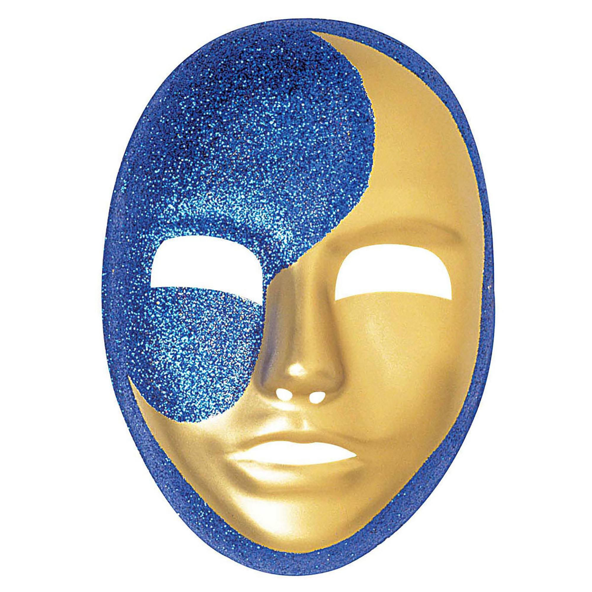 Maanmasker met blauw glitters pvc