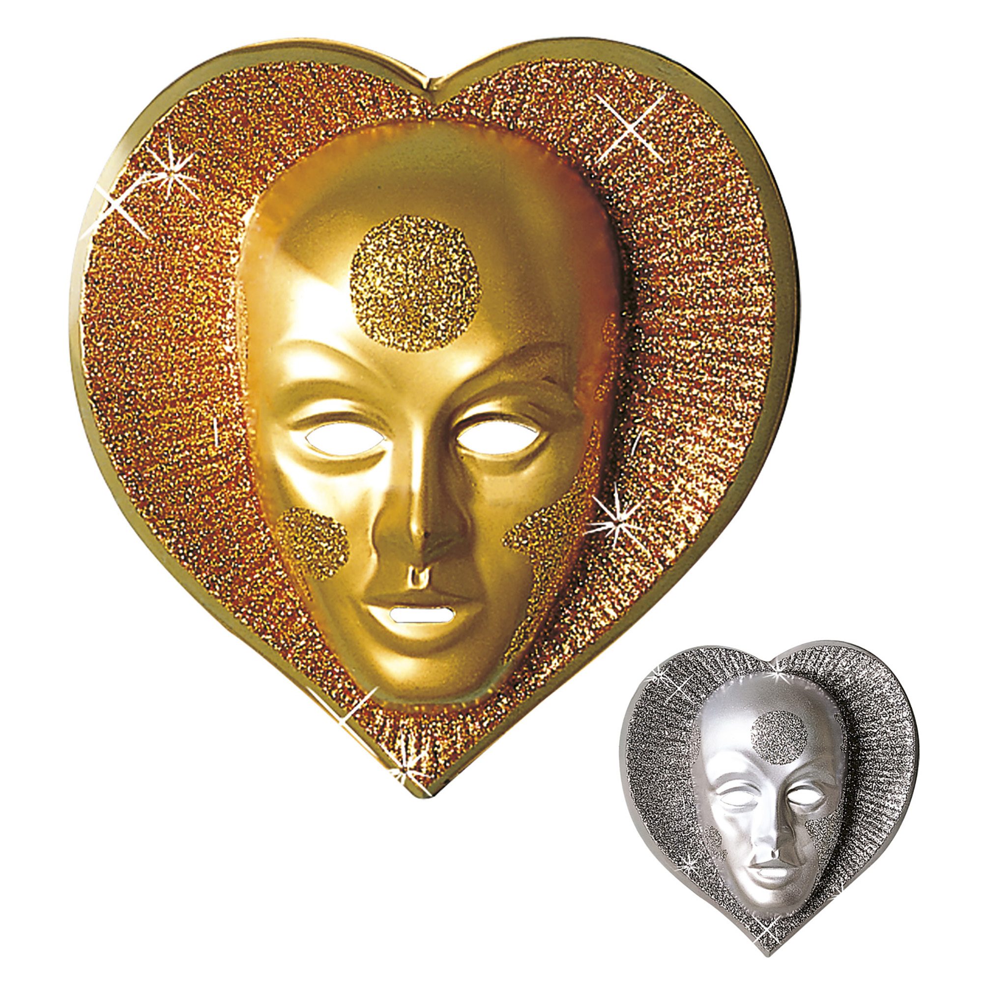 Masker hart in goud of zilver glitters