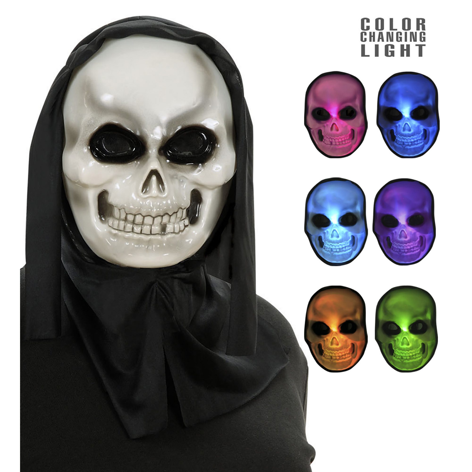 Masker schedel lichtgevend verkleurt in meerdere kleuren
