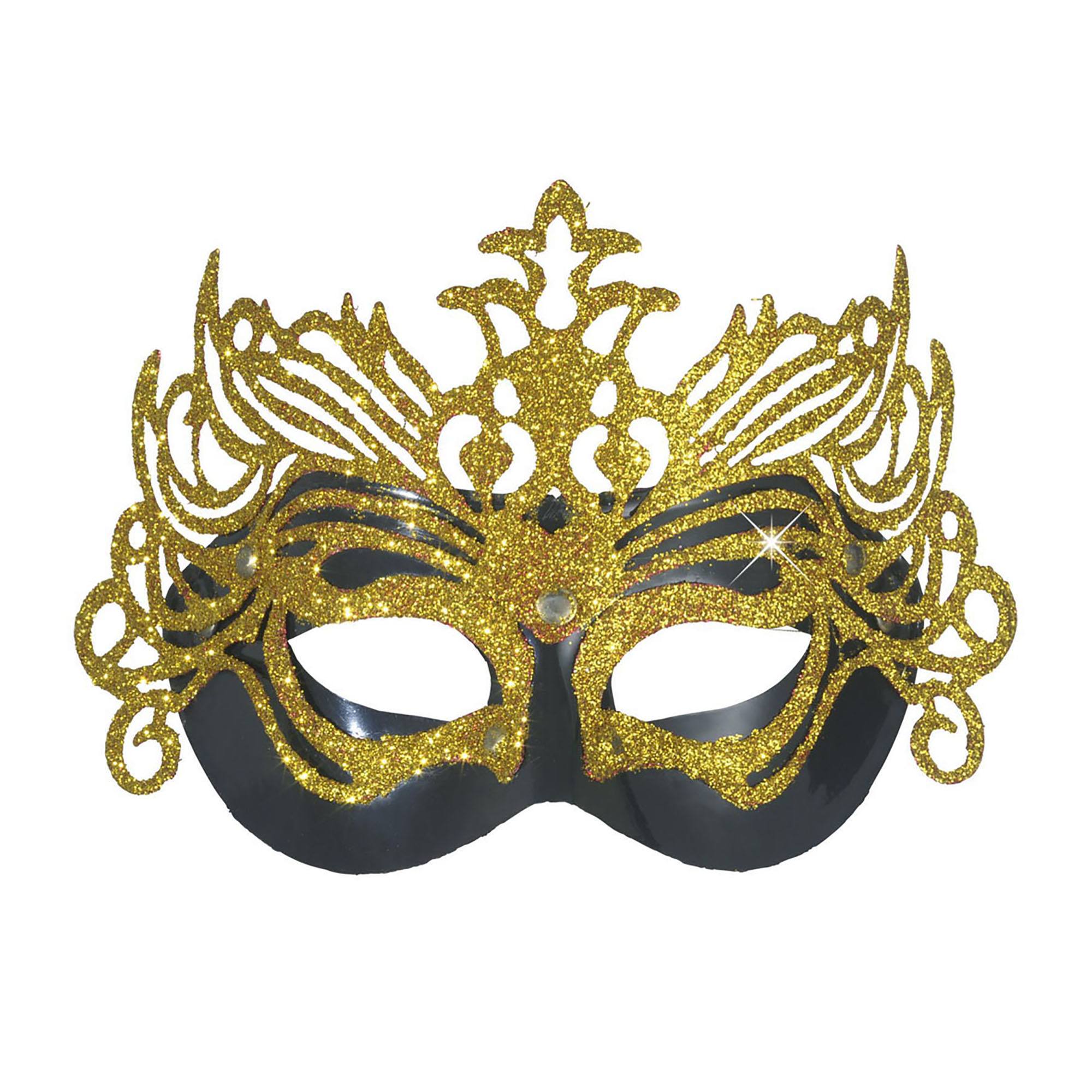 Oogmasker goud met zwart carnaval volwassen