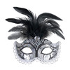 foto 1 Oogmasker zwart met zilver glitters en diamant en veren volwassen